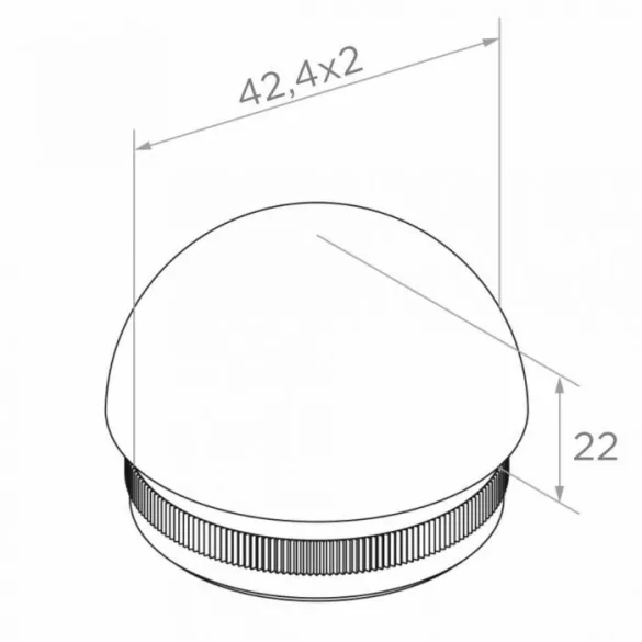 Edelstahl-Endkappe für Rohr ø 42,4 (gewölbt) Inox