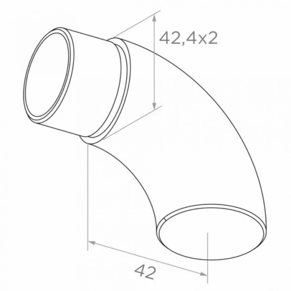 Inox-Endkappe für Rohr ø 42,4 (mit 90-Grad-Bogen)