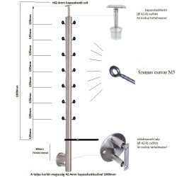   Edelstahldrahtseil Pfosten / 7-reihig, seitlich montiert, 2-seitiger Spanner,