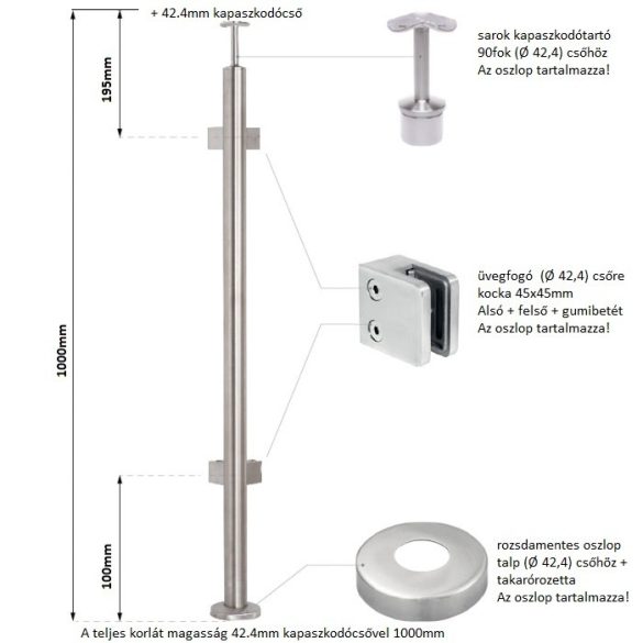 Edelstahl Ecksäule für Glasgeländer